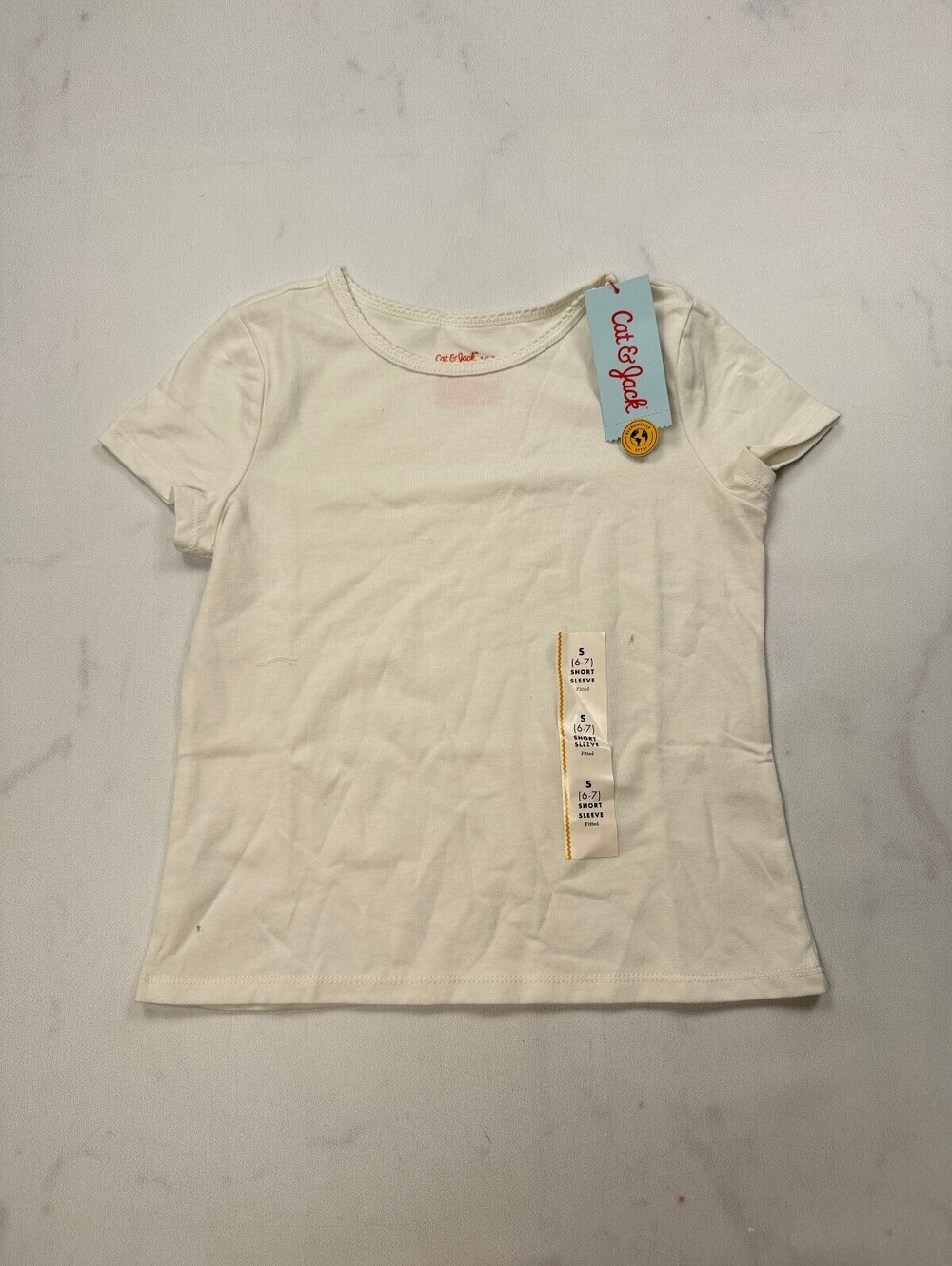 Cat & Jack T Shirt Cream Current Minimalist - Girls 6/7